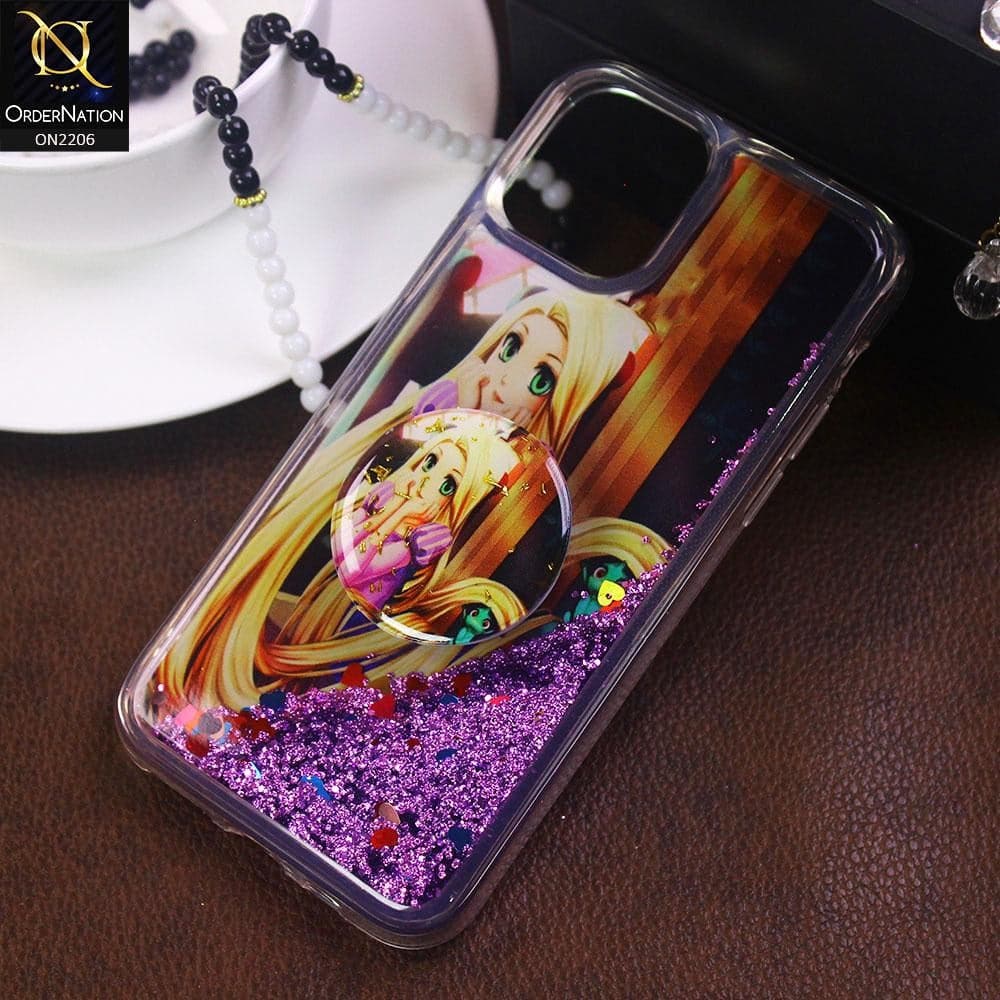 iPhone 11 Pro Max - Design 9 - New Elegant Liquid Glitter Soft Borders Case With  Holder