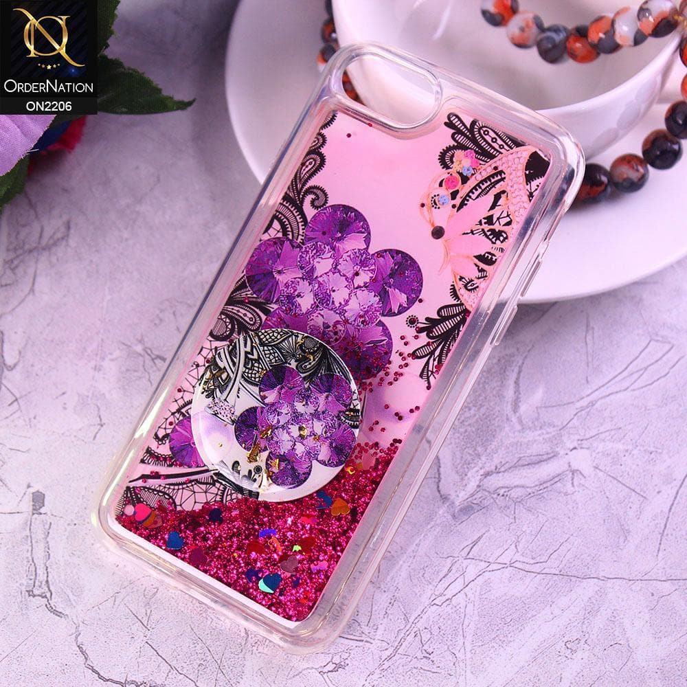 iPhone SE 2020 Cover - Design3 - New Elegant Liquid Glitter Soft Borders Case With  Holder