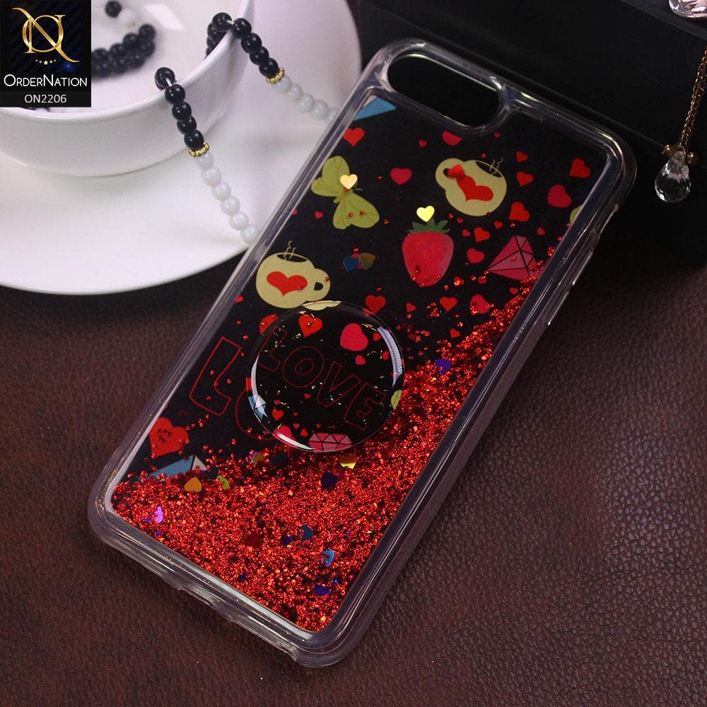 iPhone 8 Plus / 7 Plus - Design 4 - New Elegant Liquid Glitter Soft Borders Case With  Holder