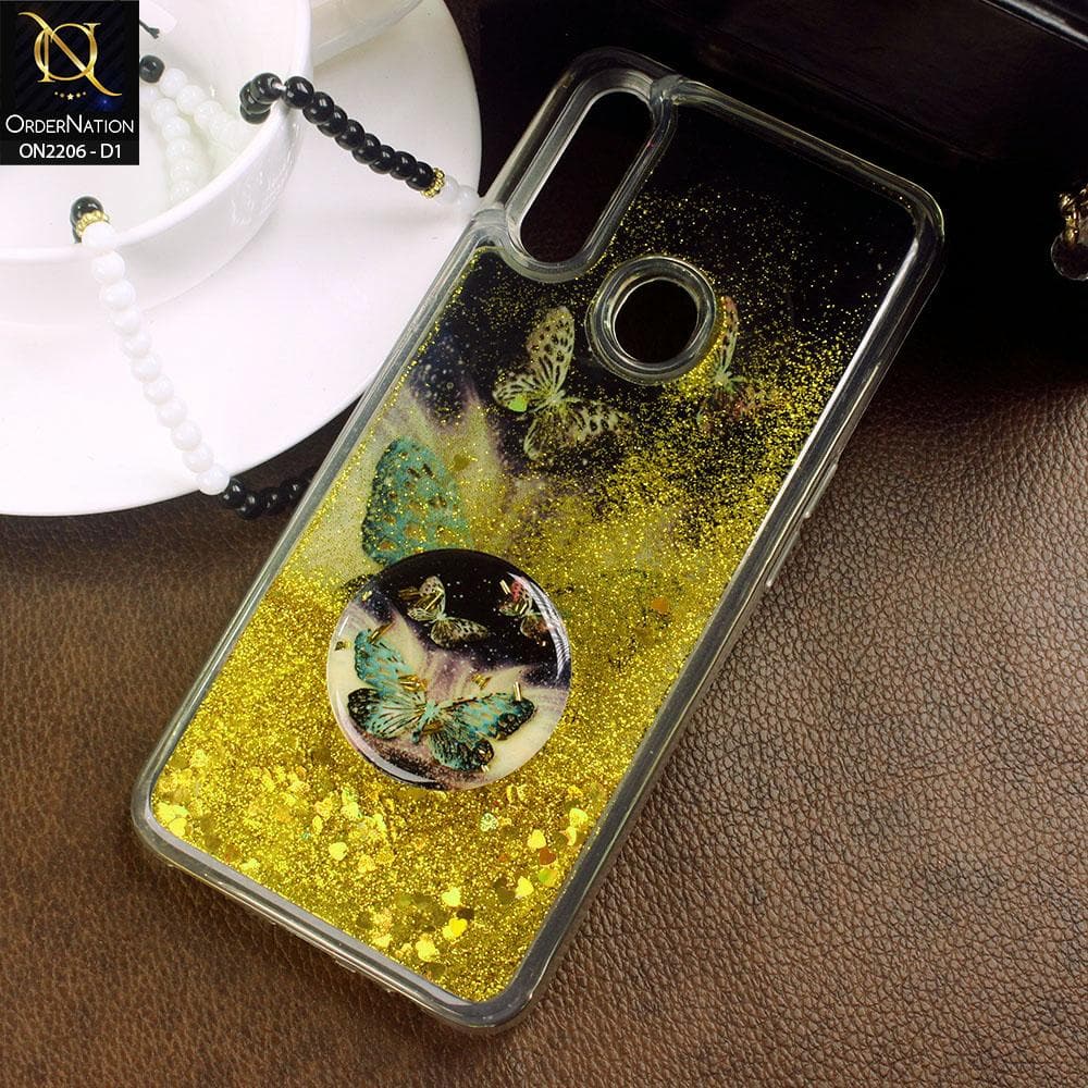 Oppo A31 Cover - Design 1 - New Elegant Liquid Glitter Soft Borders Case With  Holder