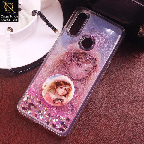 Oppo A31 Cover - Design 40 - New Elegant Liquid Glitter Soft Borders Case With  Holder