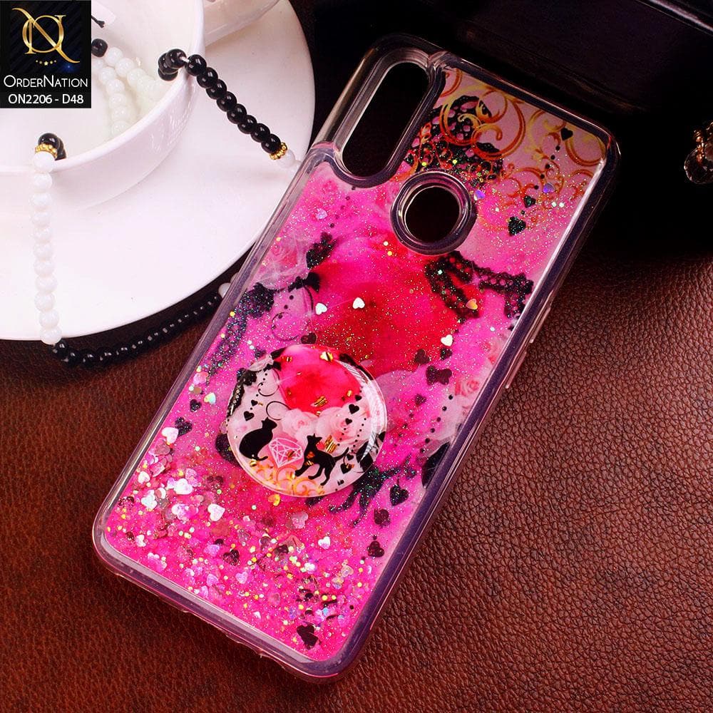 Oppo A31 Cover - Design 48 - New Elegant Liquid Glitter Soft Borders Case With  Holder