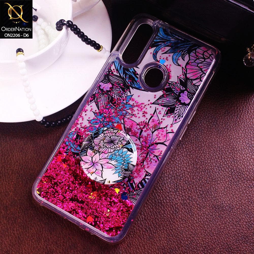 Oppo A31 Cover - Design 6 - New Elegant Liquid Glitter Soft Borders Case With  Holder