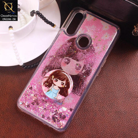 Oppo A31 Cover - Design 8 - New Elegant Liquid Glitter Soft Borders Case With  Holder