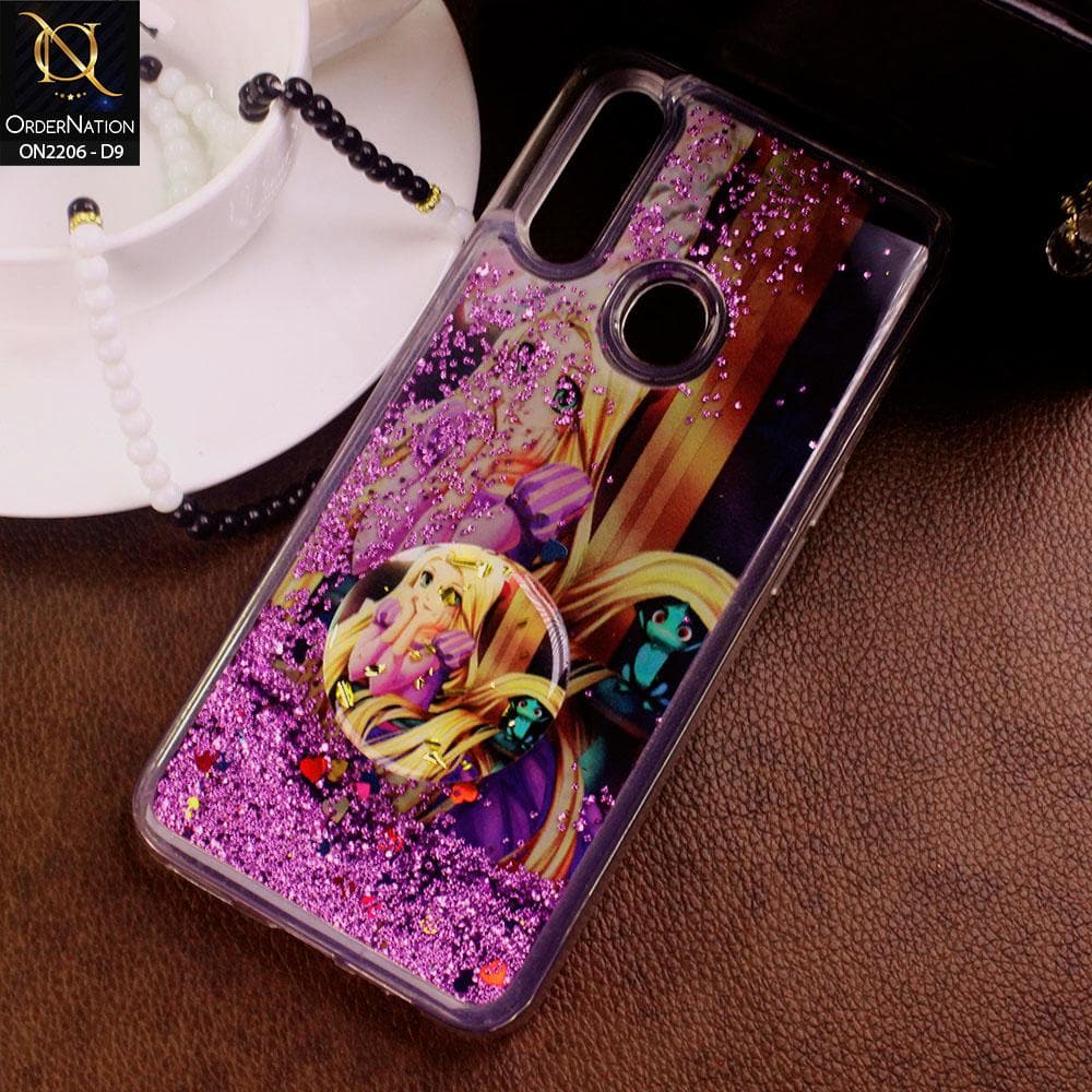 Oppo A31 Cover - Design 9 - New Elegant Liquid Glitter Soft Borders Case With  Holder