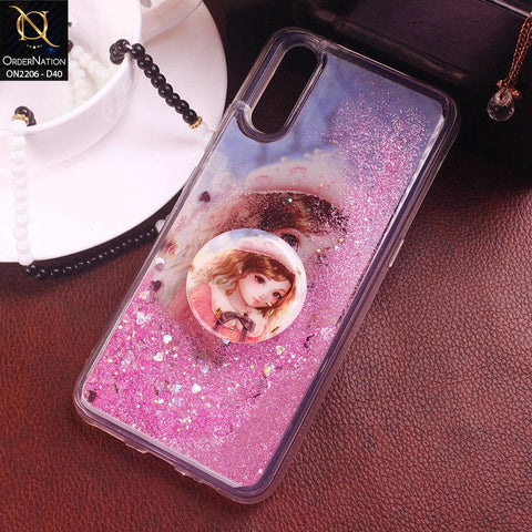 Vivo S1 Cover - Design 40 - New Elegant Liquid Glitter Soft Borders Case With  Holder