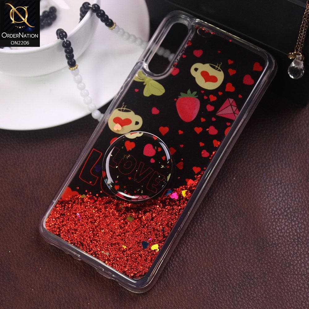 Vivo S1 - Design 4 - New Elegant Liquid Glitter Soft Borders Case With  Holder