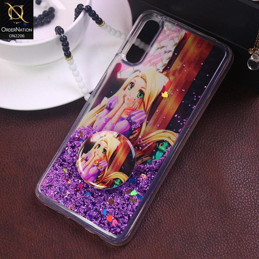 Vivo S1 - Design 9 - New Elegant Liquid Glitter Soft Borders Case With  Holder