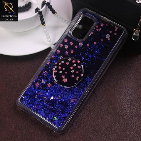 Vivo V17 - Design 5 - New Elegant Liquid Glitter Soft Borders Case With  Holder