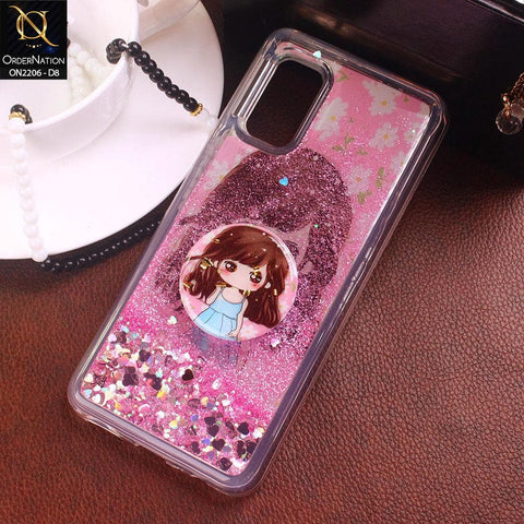 Vivo V17 Cover - Design 8 - New Elegant Liquid Glitter Soft Borders Case With  Holder