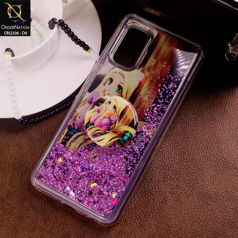 Vivo V17 Cover - Design 9 - New Elegant Liquid Glitter Soft Borders Case With  Holder