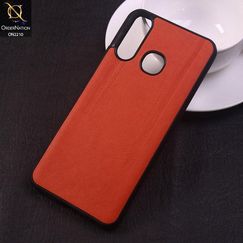 Vivo Y19 Cover - Orange - New Soft Tpu Leather Texture Case