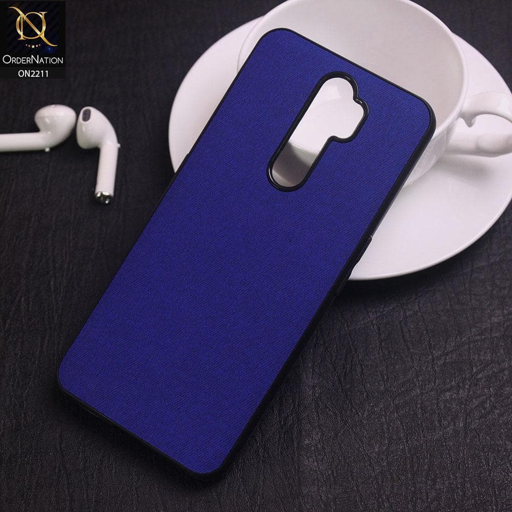 Oppo A5 2020 Cover - Blue - Febric Leather Texture Soft Tpu Case