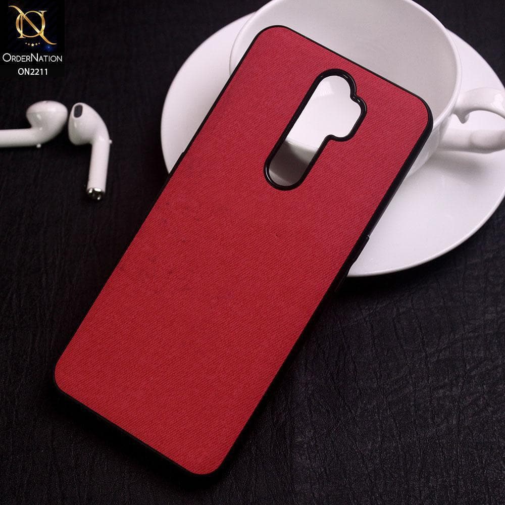 Oppo A9 2020 Cover - Red - Febric Leather Texture Soft Tpu Case