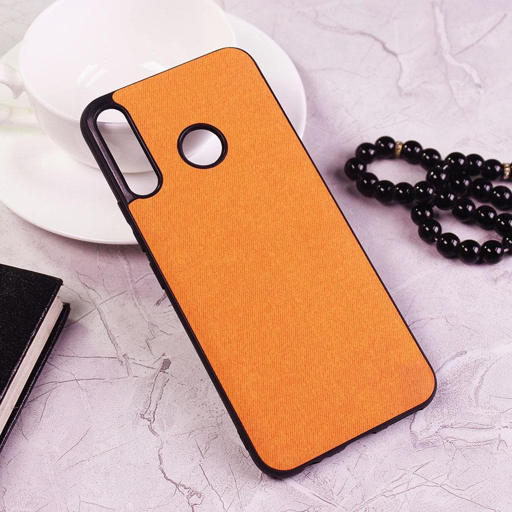 Tecno Camon 12 Cover - Orange - Febric Leather Texture Soft Tpu Case