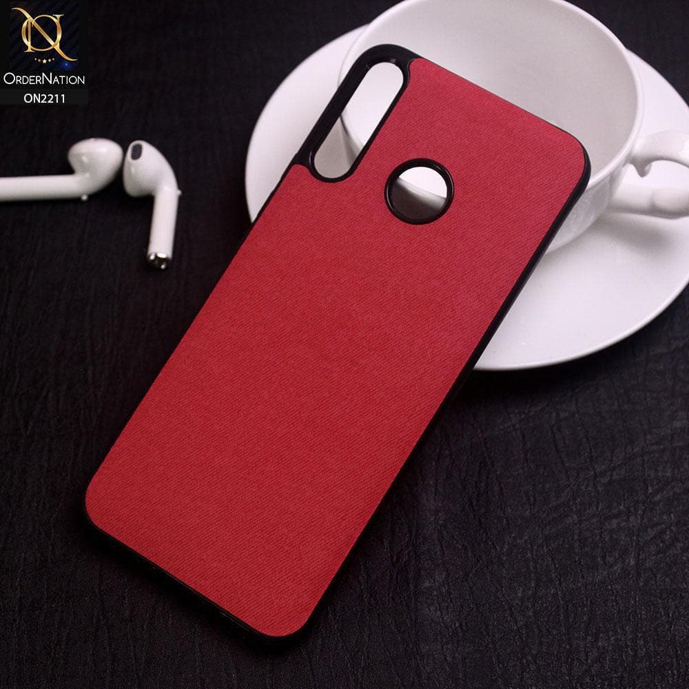 Tecno Camon 12 Cover - Red - Febric Leather Texture Soft Tpu Case