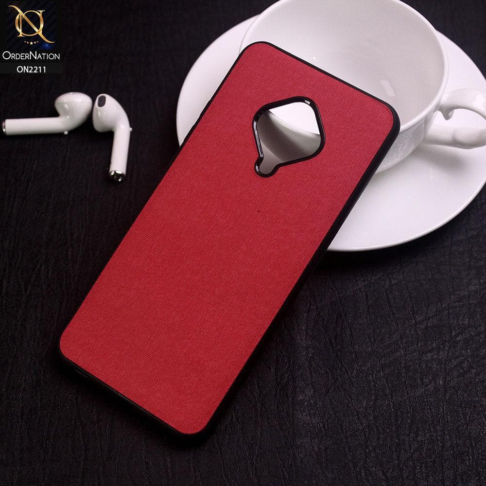 Vivo S1 Pro Cover - Red - Febric Leather Texture Soft Tpu Case