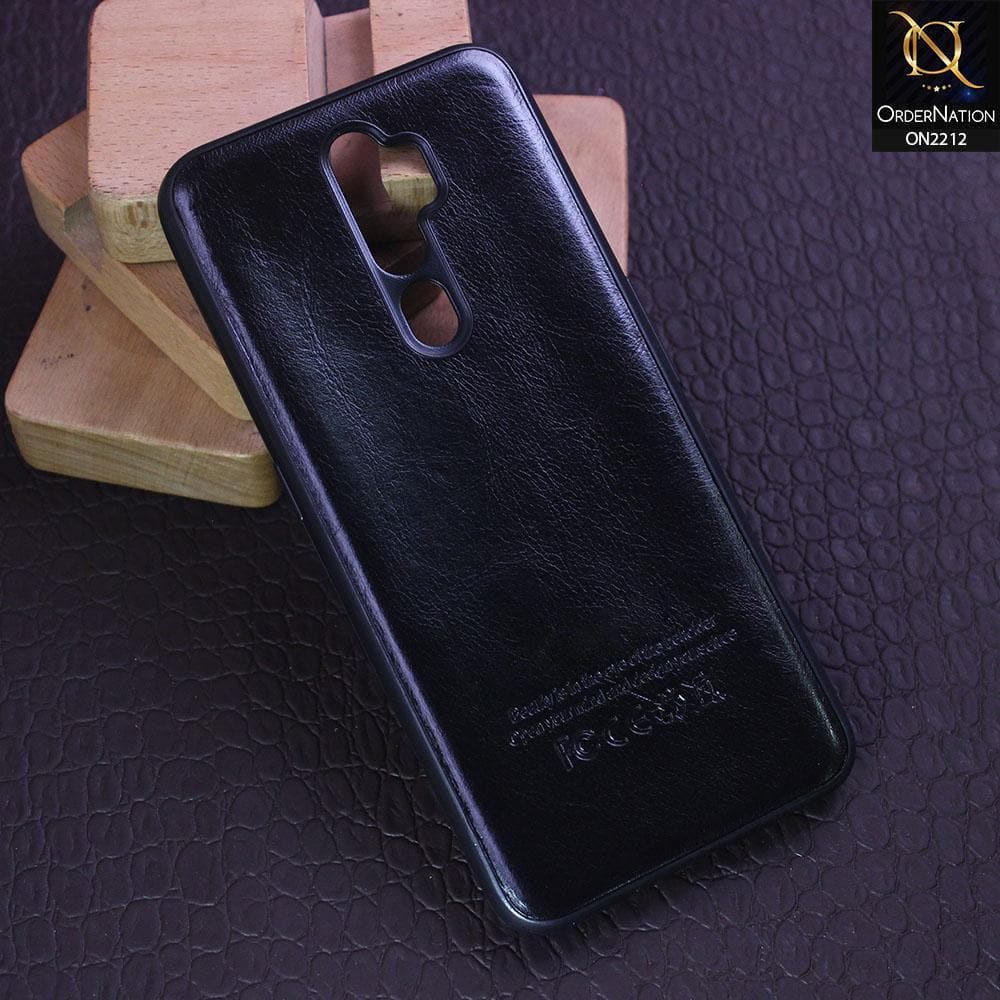 Oppo A5 2020 Cover - Black - Leather Texture Soft TPU Case