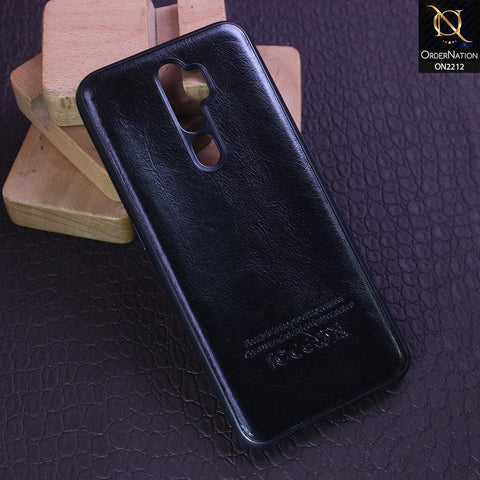 Oppo A9 2020 Cover - Black - Leather Texture Soft TPU Case