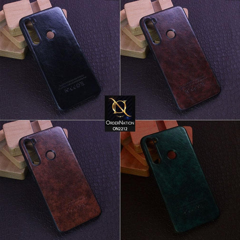 Vivo Y91 / Y95 Cover - Dark Brown - Leather Texture Soft TPU Case