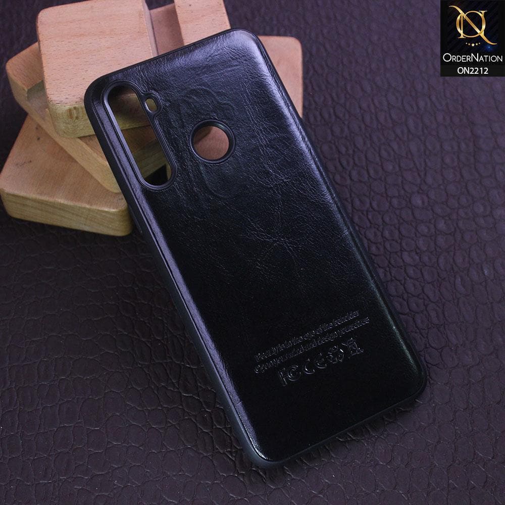 Realme 5i Cover - Black - Leather Texture Soft TPU Case