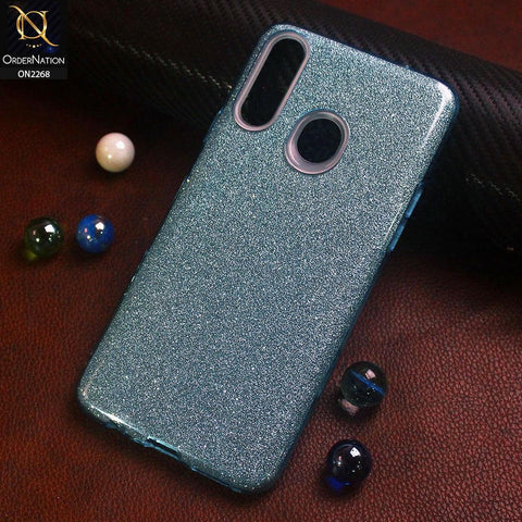 Samsung Galaxy A20s Cover - Blue - Sparkel Glitter Bling Hybrid Soft Protective Case