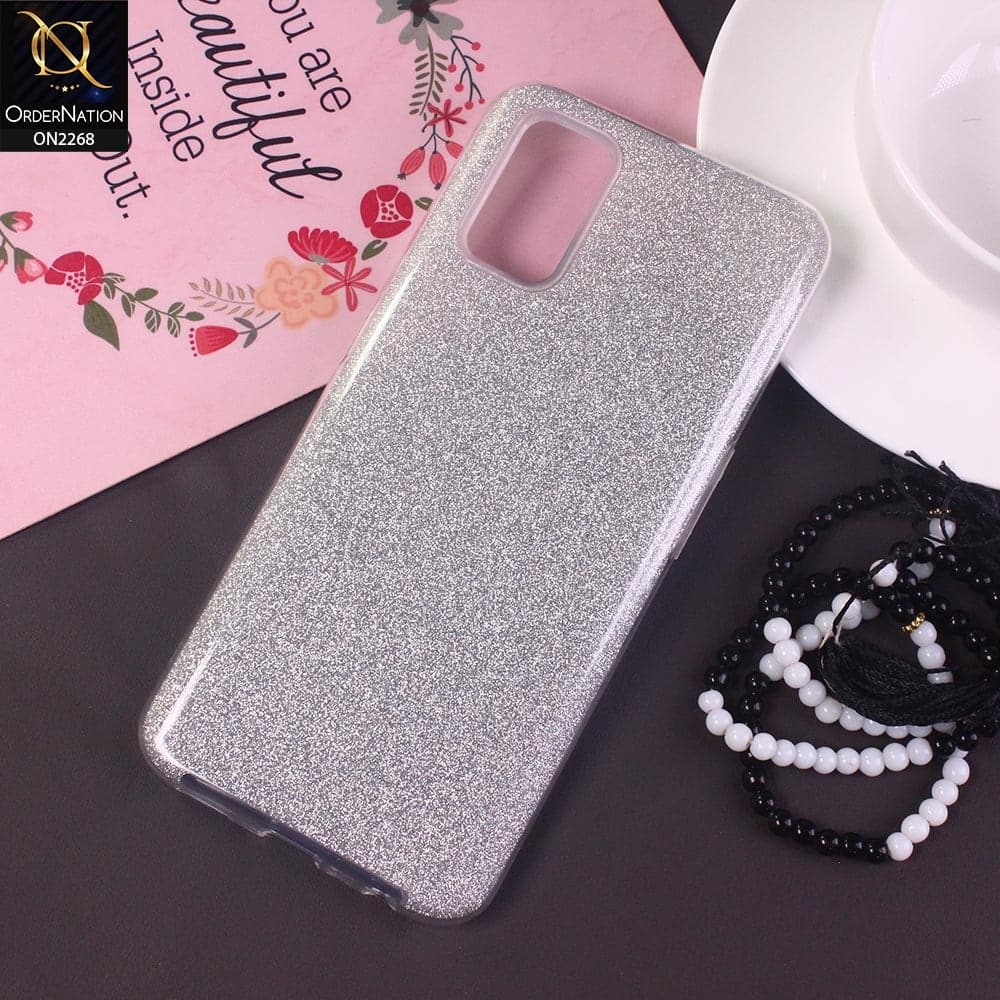 Oppo A72 Cover - Silver -Sparkel Glitter Bling Hybrid Soft Protective Case Gillter Does Not Move