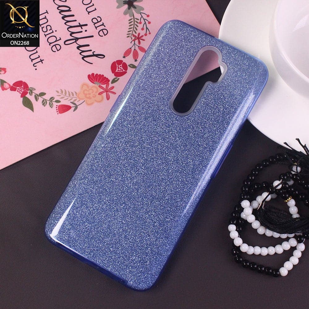 Oppo A9 2020 Cover - Blue -Sparkel Glitter Bling Hybrid Soft Protective Case Gillter Does Not Move