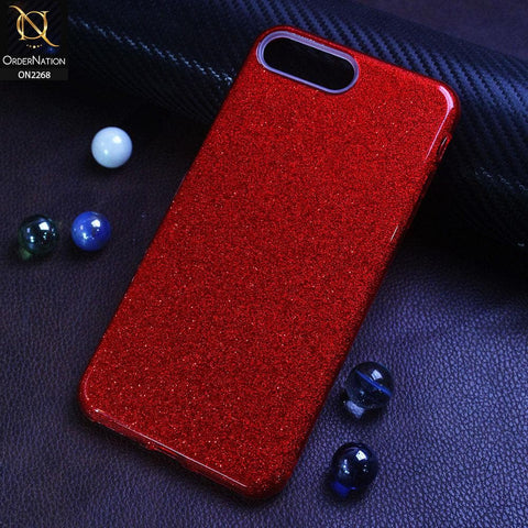 iPhone 8 Plus / 7 Plus Cover - Red - Sparkel Glitter Bling Hybrid Soft Protective Case