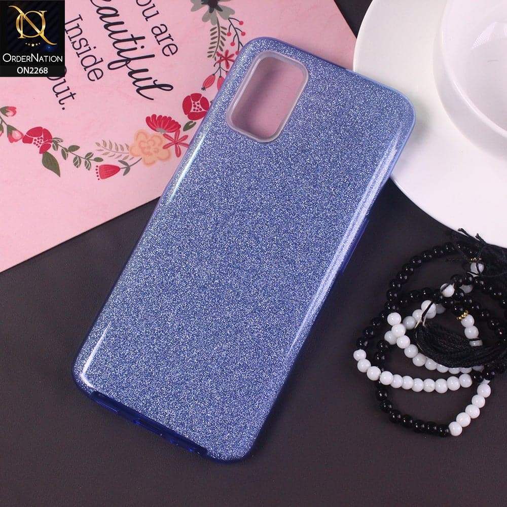 Oppo A52 Cover - Blue -Sparkel Glitter Bling Hybrid Soft Protective Case Gillter Does Not Move