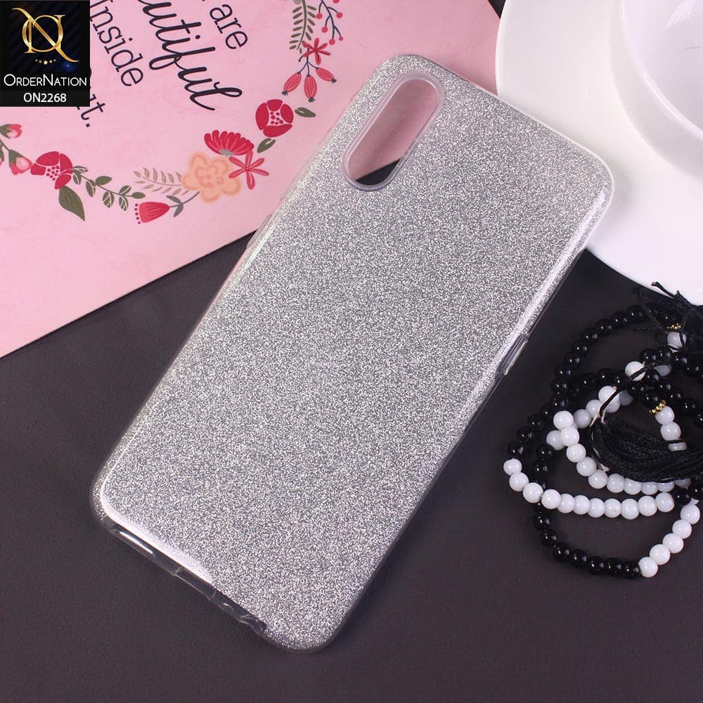 Vivo S1 Cover - Silver -Sparkel Glitter Bling Hybrid Soft Protective Case Gillter Does Not Move