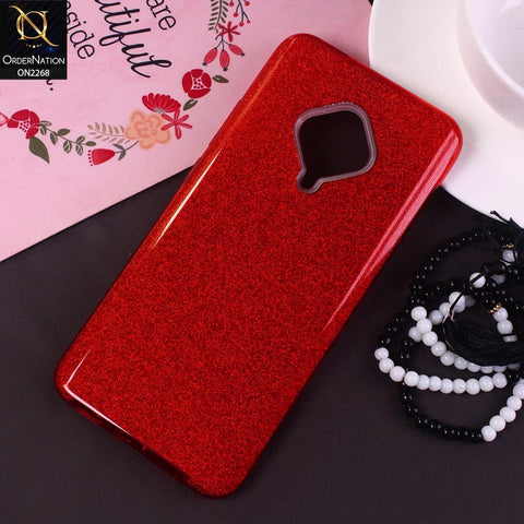 Vivo S1 Pro Cover - Red -Sparkel Glitter Bling Hybrid Soft Protective Case Gillter Does Not Move