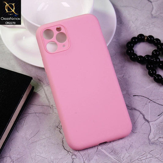 iPhone 11 Pro Cover - Pink - Design2 - Silicon Matte Candy Color Soft Case