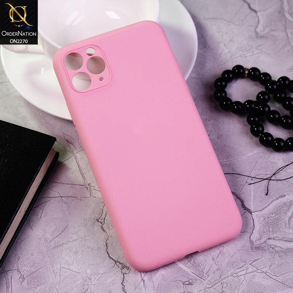 iPhone 11 Pro Max Cover - Pink - Design2 - Silicon Matte Candy Color Soft Case