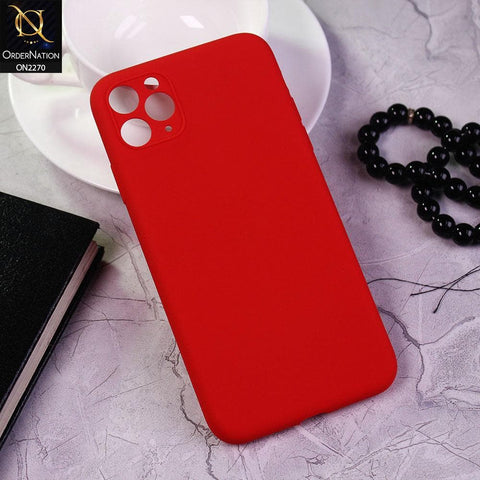 iPhone 11 Pro Max Cover - Red - Design1 - Silicon Matte Candy Color Soft Case