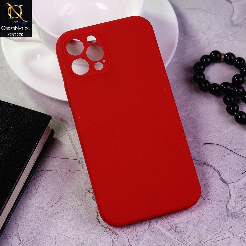 iPhone 12 Pro Cover - Red - Design1 - Silicon Matte Candy Color Soft Case