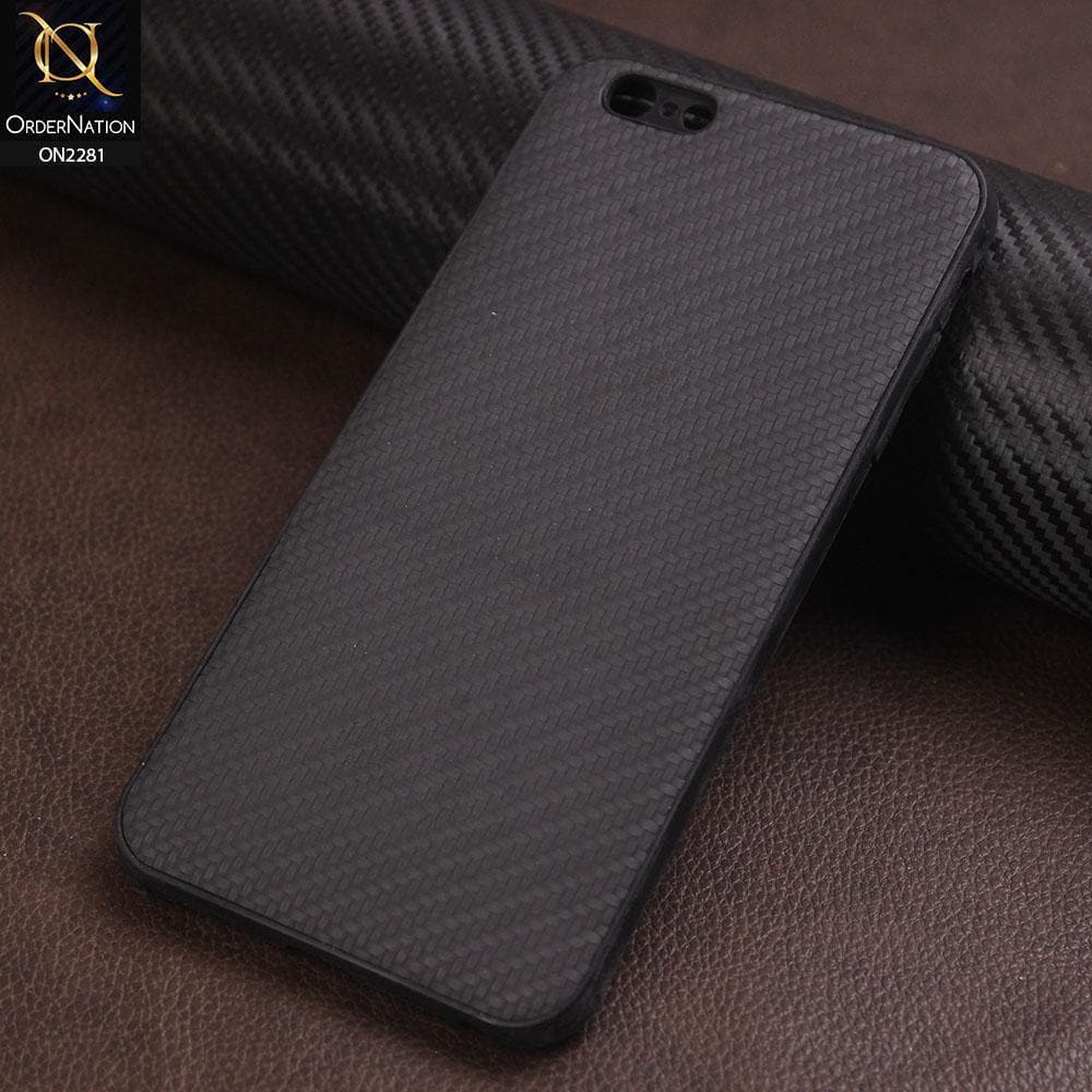 iPhone 6s Plus / 6 Plus Cover - Black - New Carbon Fiber Style Back Soft TPU Case