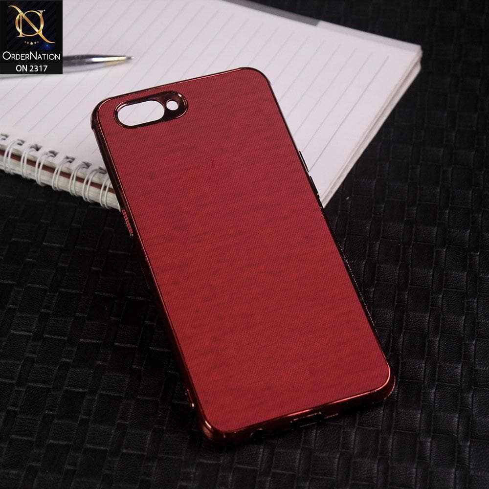 Oppo A5 Cover - Red - Electroplating Shiny Border Leather Texture Soft Case