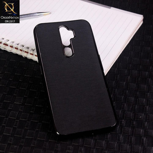 Oppo A5 2020 Cover - Black - Electroplating Shiny Border Leather Texture Soft Case