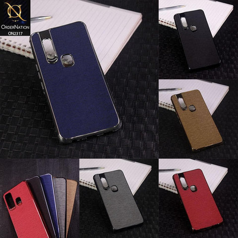 Oppo A7 Cover - Golden - Electroplating Shiny Border Leather Texture Soft Case