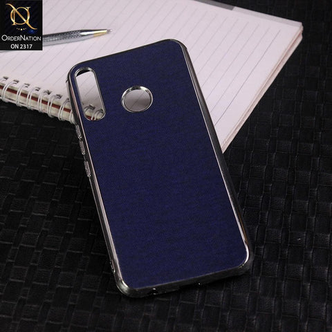 Tecno Camon 12 Cover - Blue - Electroplating Shiny Border Leather Texture Soft Case