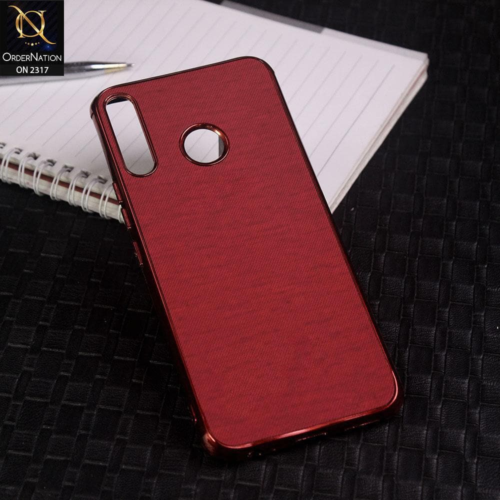 Infinix Hot 8 Cover - Red - Electroplating Shiny Border Leather Texture Soft Case