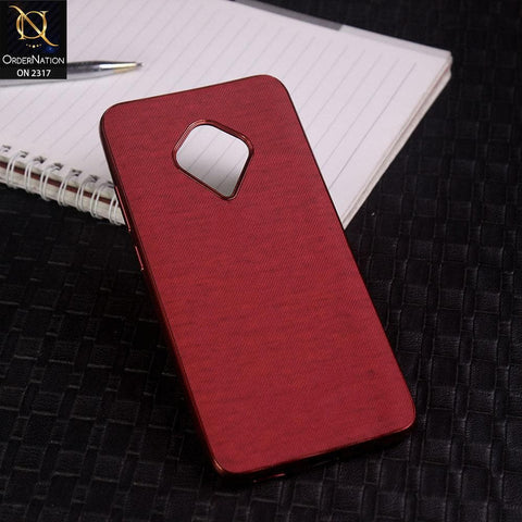 Vivo Y51 (2020 September) Cover - Red - Electroplating Shiny Border Leather Texture Soft Case