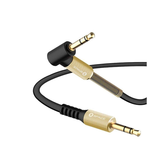 Aux Cable 1m - Black - Space Pure Music High Performance Spring Aux Cable AX-491