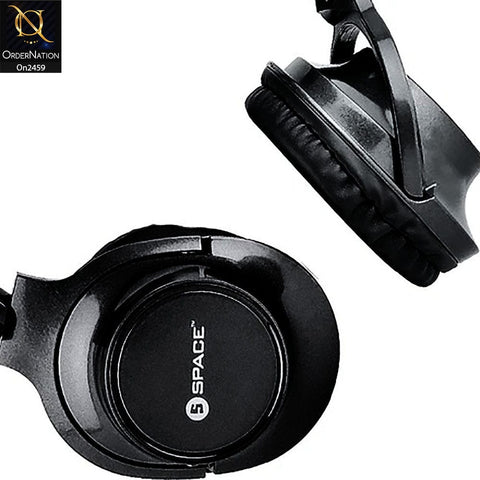 Wireless Headphone - Black - Space Aviator Foldable Wireless On-Ear Headphones AV-620