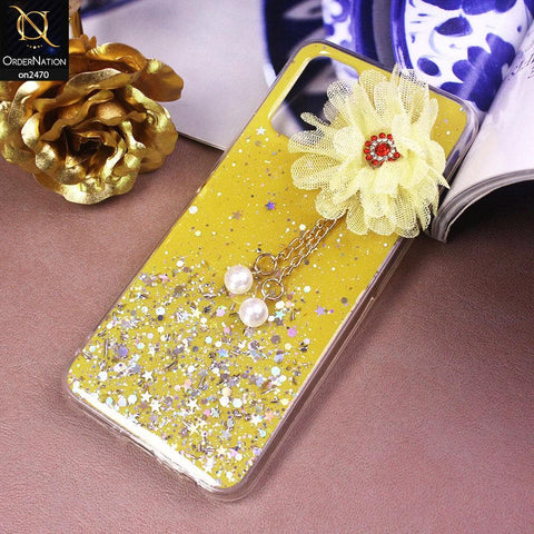 Oppo A72 Cover - Design 4  - Fancy Flower Bling Glitter Rinestone Soft Case - Glitter Does Not Move