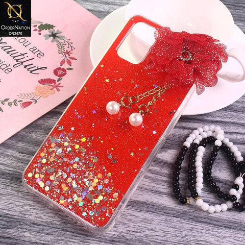 Oppo A92 Cover - Design 7 - Fancy Flower Bling Glitter Rinestone Soft Case - Glitter Does Not Move