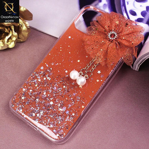 iPhone 11 Cover - Design 5  - Fancy Flower Bling Glitter Rinestone Soft Case - Glitter Does Not Move