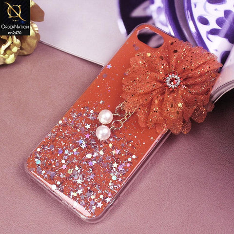 iPhone 8 / 7 Cover - Design 5  - Fancy Flower Bling Glitter Rinestone Soft Case - Glitter Does Not Move