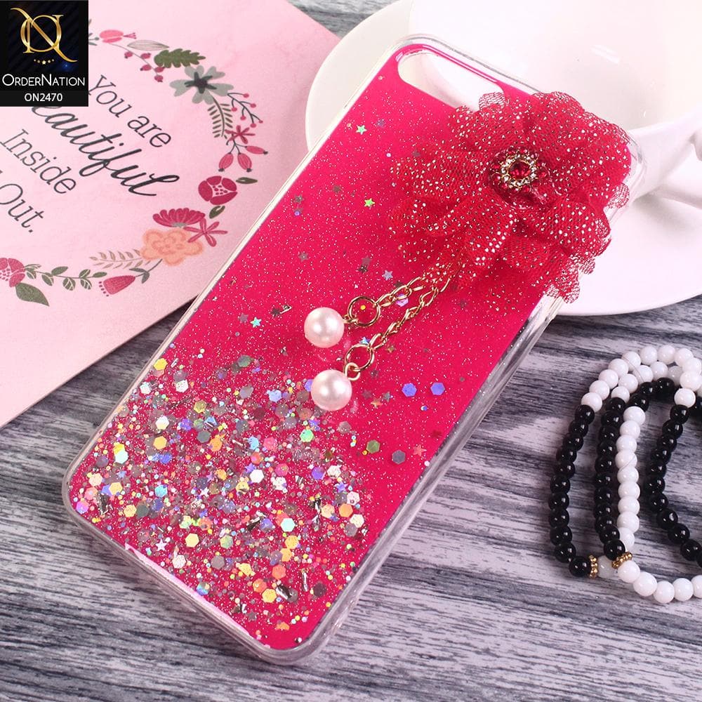 iPhone 8 Plus / 7 Plus Cover - Design 9 - Fancy Flower Bling Glitter Rinestone Soft Case - Glitter Does Not Move